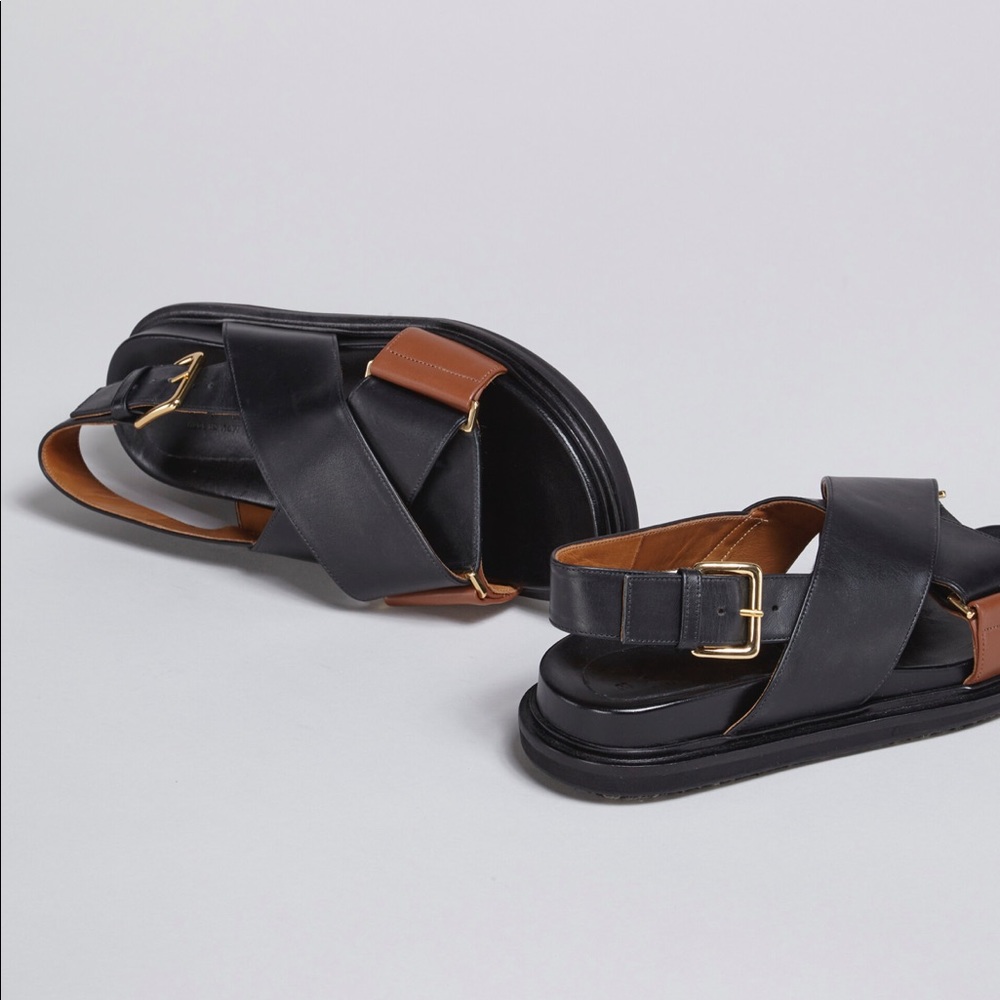 NWT Marni Black & Tan Fussbett Sandals